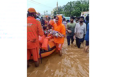 Rescue work in flood-hit Andhra